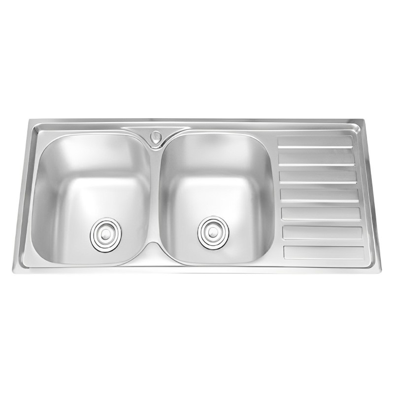 CHẬU INOX DẬP 2 HỘC 1 CÁNH 10545
