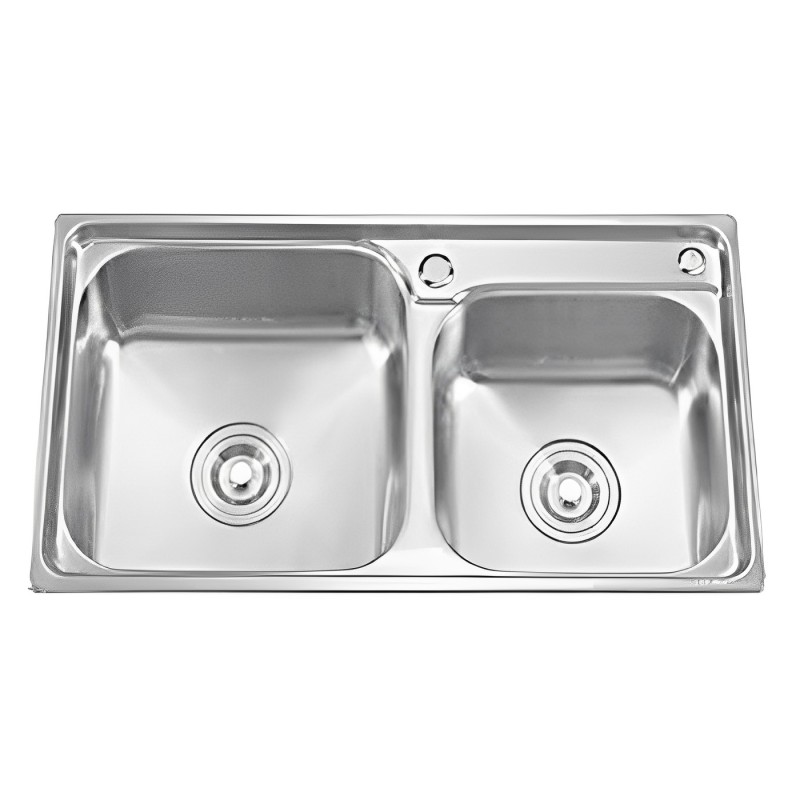 CHẬU INOX DẬP 2 HỘC 8344