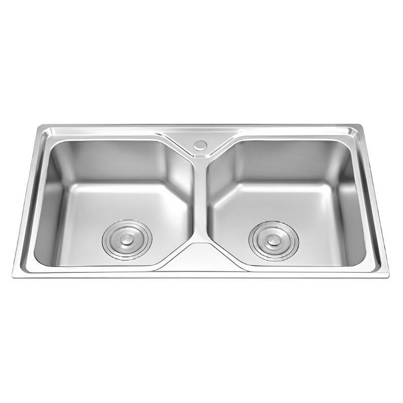 CHẬU INOX DẬP 2 HỘC 9050