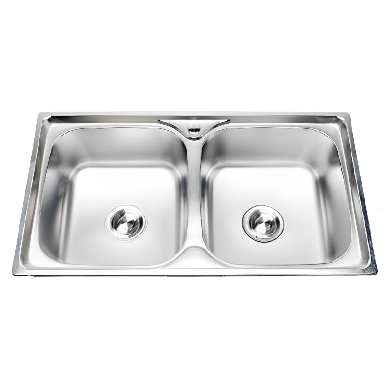 CHẬU INOX DẬP 2 HỘC