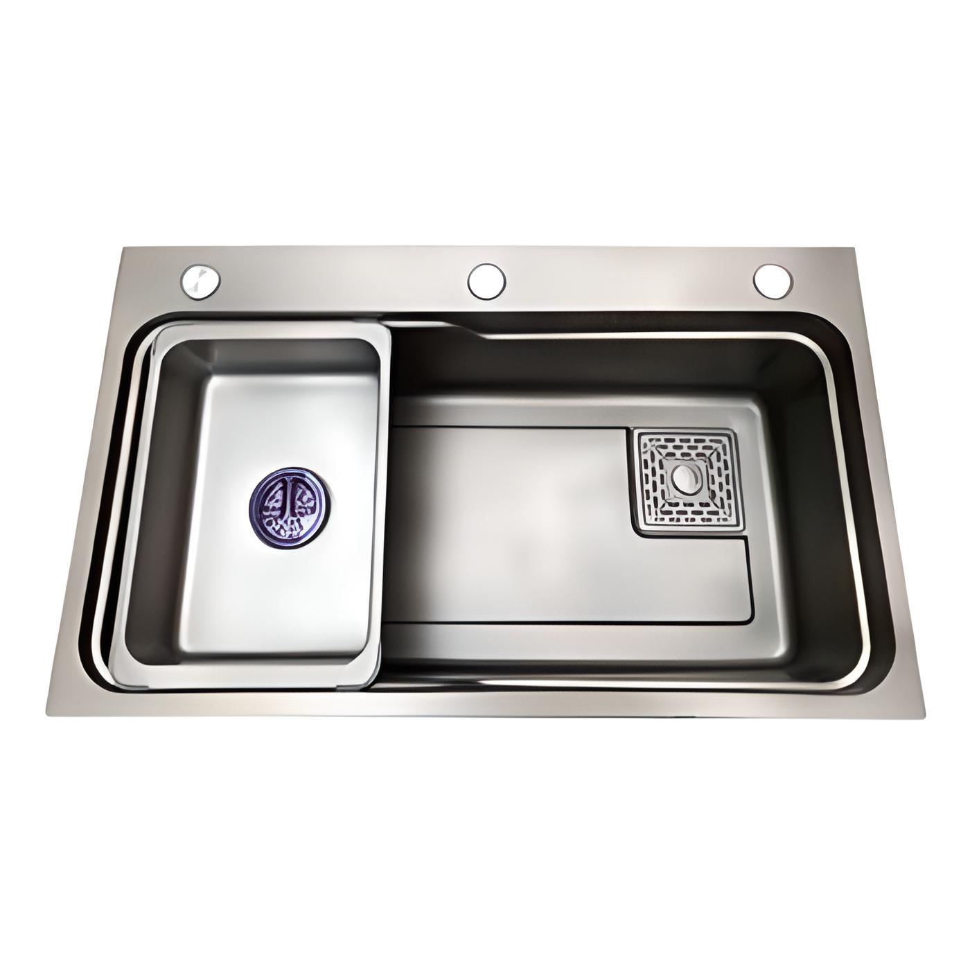 CHẬU INOX PHỦ NANO 1 HỘC 7846 (XÁM)