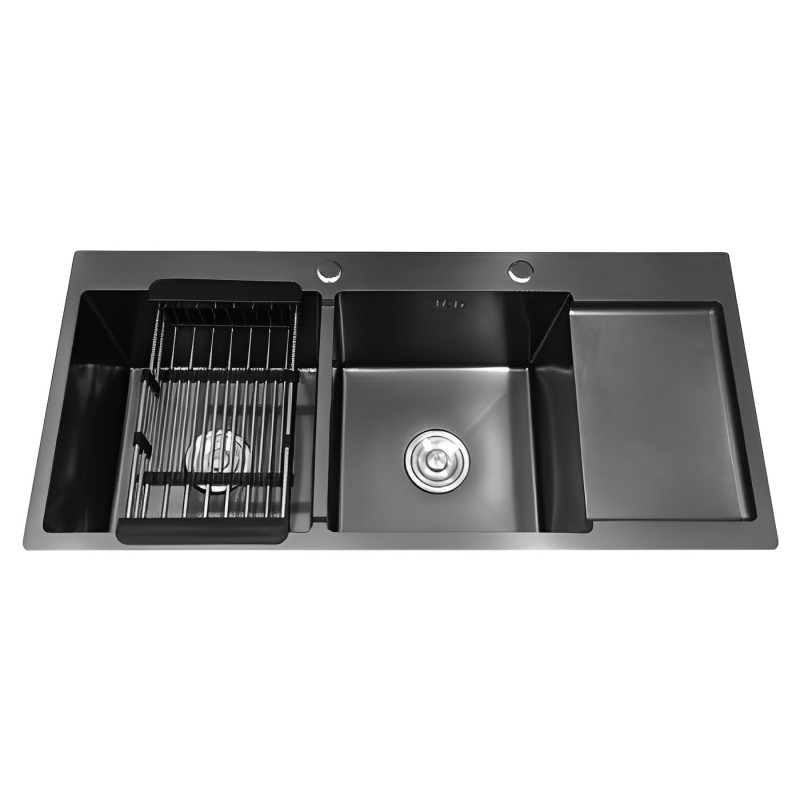 CHẬU INOX PHỦ NANO 2 HỘC 1 CÁNH 10048B