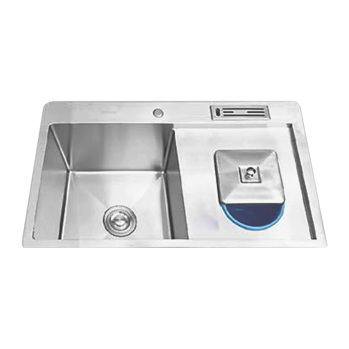 CHẬU INOX THỦ CÔNG 1 HỘC 1 CÁNH KÈM HỘC RÁC 8445C