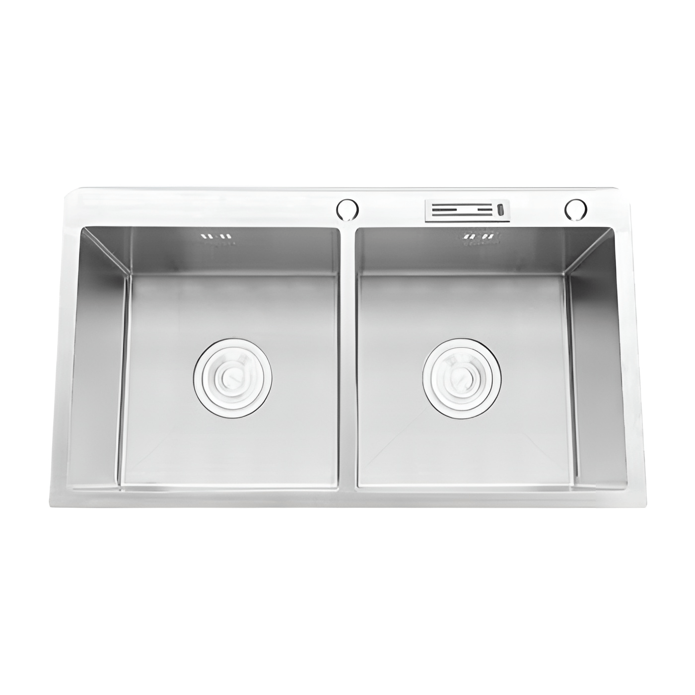 CHẬU INOX THỦ CÔNG 2 HỘC KÈM KHAY ĐỂ DAO