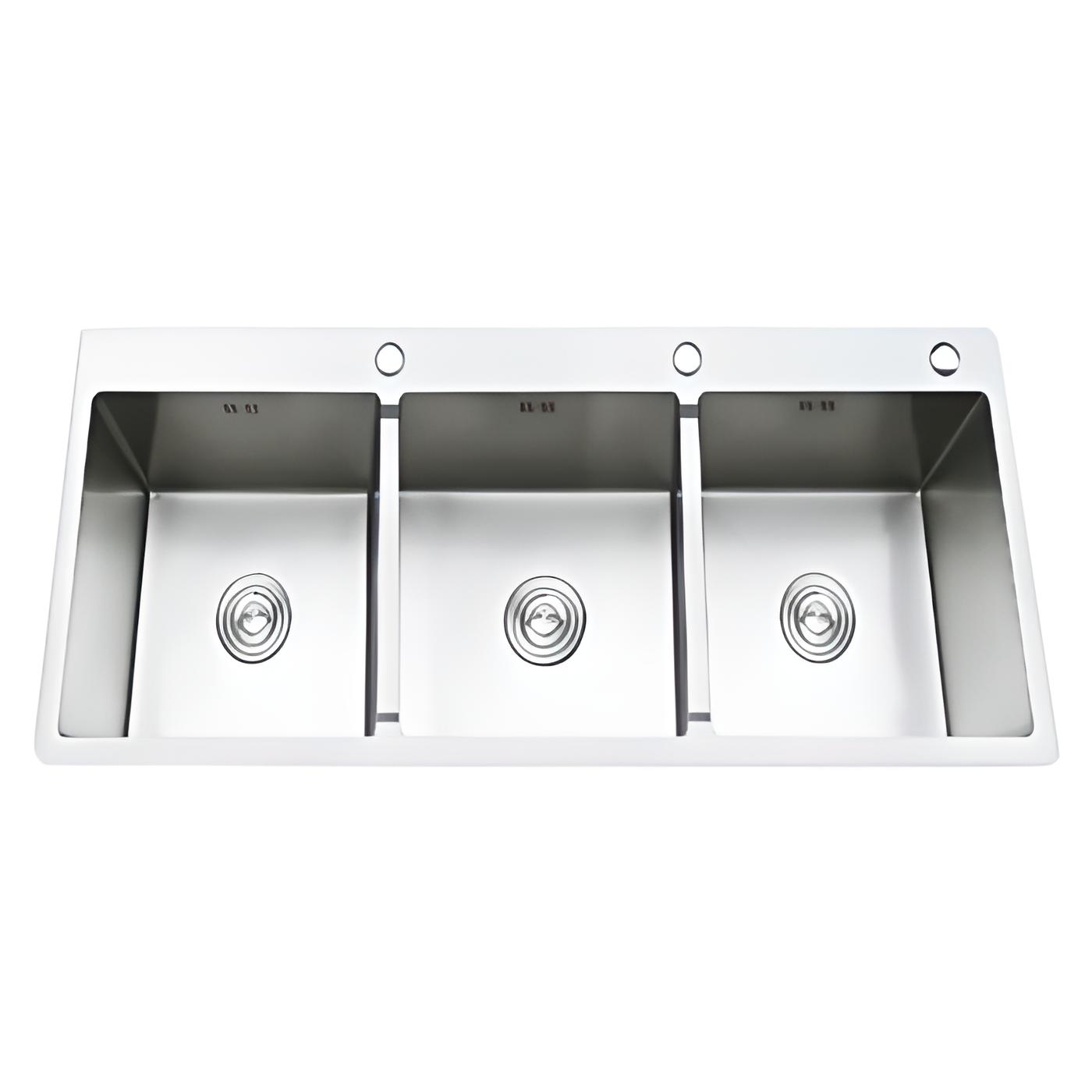 CHẬU INOX THỦ CÔNG 3 HỘC C3H